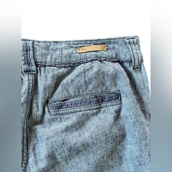 Pilcro and the Letterpress Pants - Pilcro and the Letterpress Linen blend Blue Straight Leg Trousers